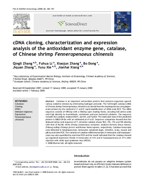 Pdf Cdna Cloning Characterization And Expression Analysis Of The