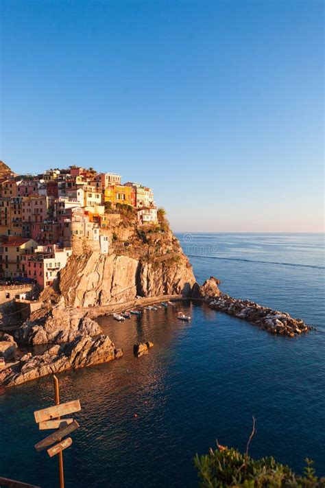 Manarola Fishing Village Seascape In Five Lands Cinque Terre N Stock