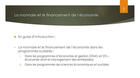 La monnaie et le financement de léconomie ppt télécharger