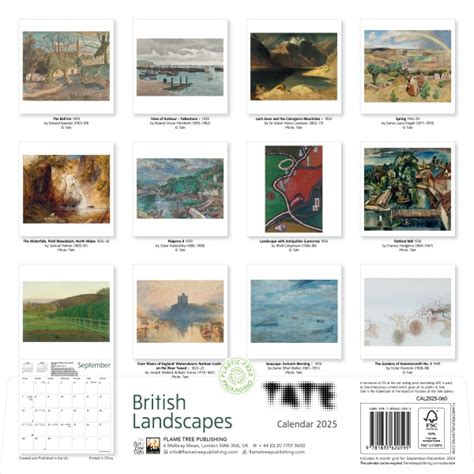 Tate British Landscapes Wall Calendar 2025 Art Calendar Flame Tree