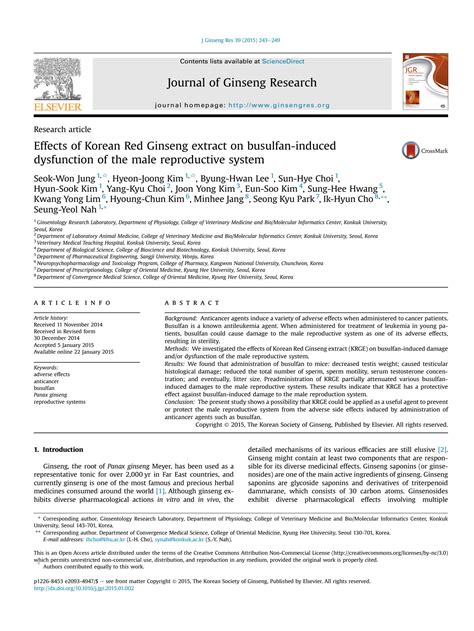 SOLUTION Effects Of Korean Red Ginseng Extract On Busulfan Induced