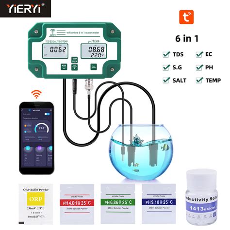 Yieryi WiFi Smart PH Meter 6 In 1 PH Meter EC TDS PPM Salt S G