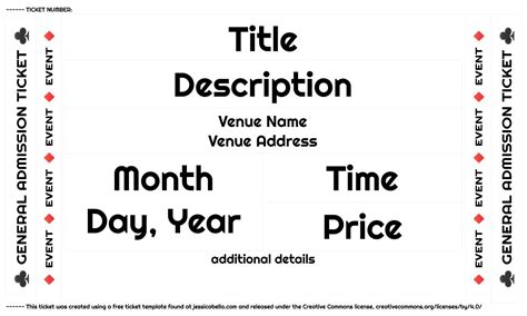 Free Ticket Template – Jessica Bella