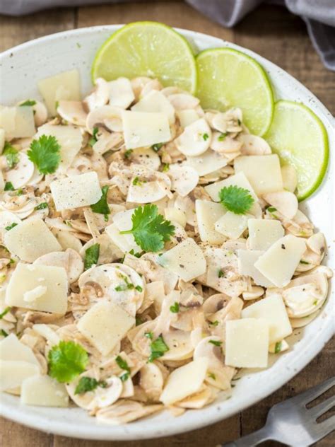 Raw mushroom salad with lime cilantro dressing • Electric Blue Food