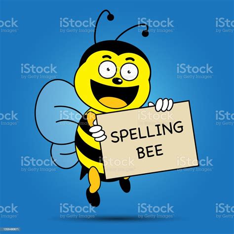 Bee Holding A Board Written With Spelling Bee Stock Illustration