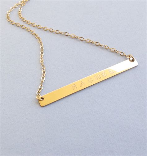 Personalized Bar Necklace Gold Nameplate Necklace Custom Bar Necklace Gold Filled Necklace