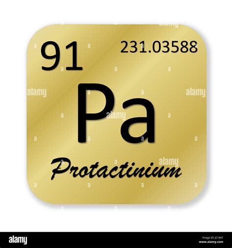 Black Protactinium Element Into Golden Square Shape Isolated In White