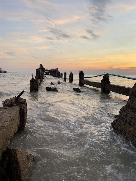 Premium Photo | Panoramic beach landscape and colorful sunrise sky.