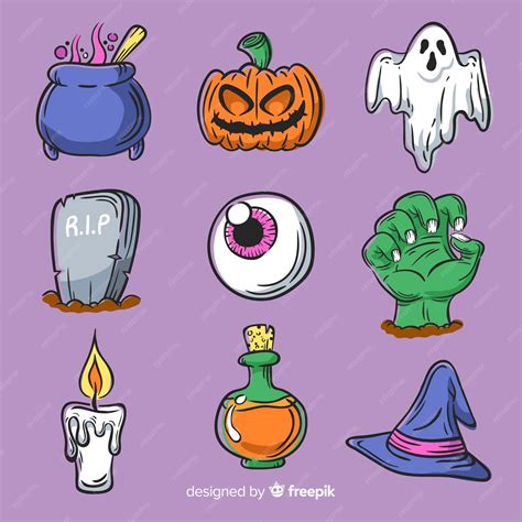 Free Vector Hand Drawn Halloween Element Set