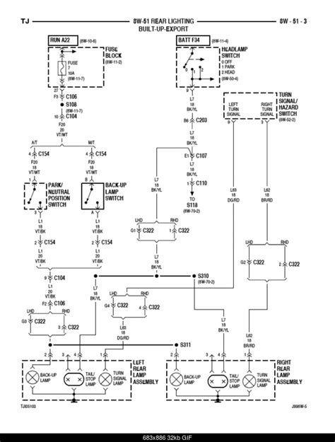 Jeep Tj Light Switch Diagram Jeep Wrangler Tj Tail Light Wir