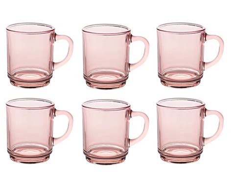 KUBEK Z UCHEM SZKLANKA KOMPLET 6x250 ML DURALEX RÓŻOWY PINK 110DX40436