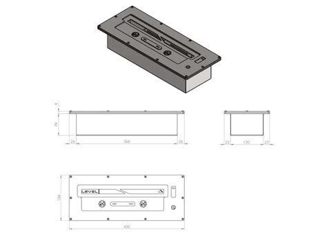 Quemador De Bioetanol Rectangular De Pared 2 Lt