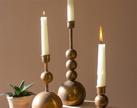 Antique Brass Taper Candle Holders Set Of Etsy