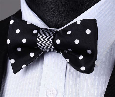 Black White Polka Dot Double Side Bowtie Polka Dots Outfit Ties Mens