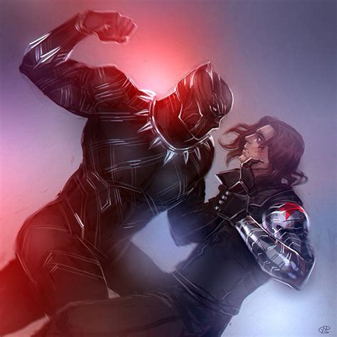 Captain America Civil War Black Panther Vs Bucky Barnes Black