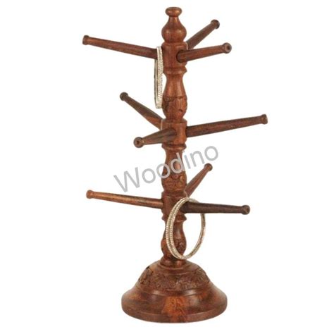 Woodino Carving Bangle Stand Sheesham Wood