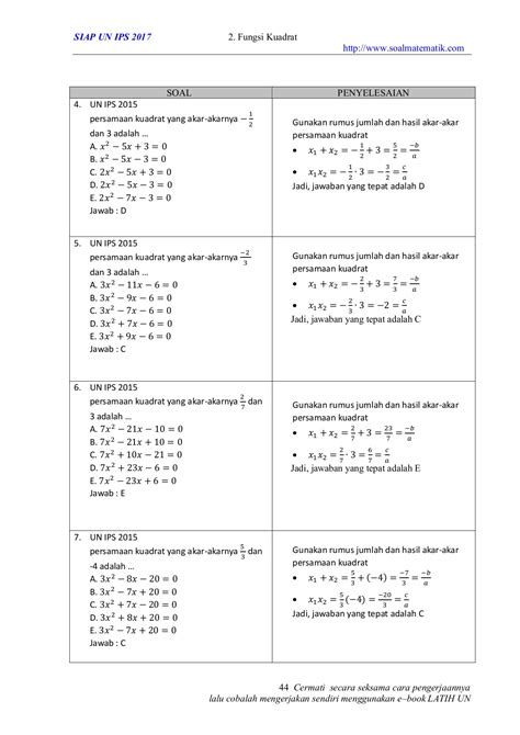 Soal Pemfaktoran Persamaan Kuadrat Smp Kelas 9 Kurikulum 2013 Materi Soal