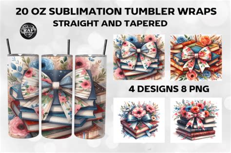 Books Bow Coquette Tumbler Wrap Oz Png Graphic By Lazycraftlab