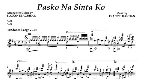 Pasko Na, Sinta Ko for Solo Guitar, Arr. by Florante Aguilar (2 pages, PDF) - Shop