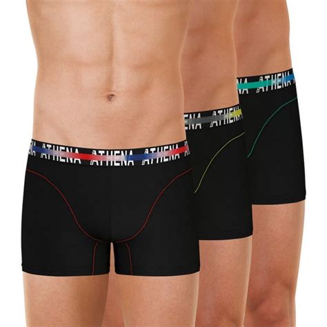 Athena Boxers Homme Coton Endurance H Noir Rouge Jaune Vert