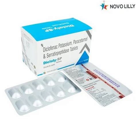 Diclofenac Potassium 50 Mg Paracetamol 325 Mg Serratiopeptidase 10mg Tablets At Rs 1090box