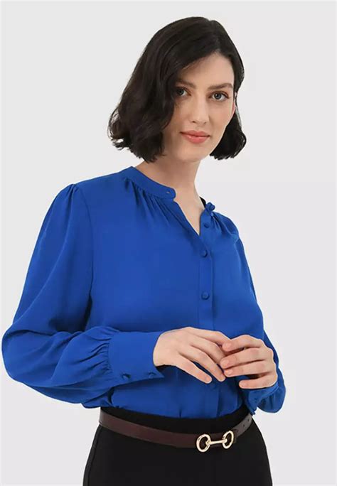 Buy Forcast Forcast Amalfi Gathered Neck Blouse Online Zalora