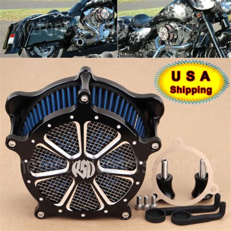 Rsd Air Cleaner Blue Intake Filter For Harley Softail Fatboy Touring