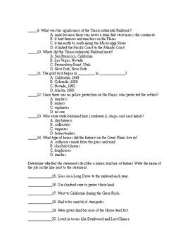 Westward Expansion Unit Test By Mrs Quigleys Classroom Spectacular
