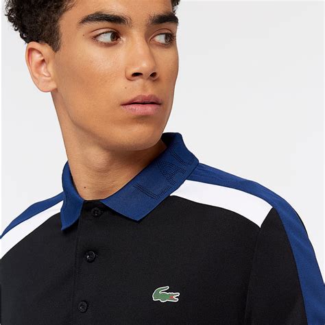 Lacoste Short Sleeved Ribbed Collar Shirt Blackinkwell Mens Clothing