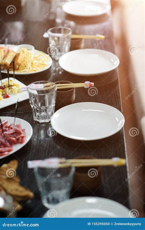 Beautiful Served Food On Plates In Restaurant Stock Photo Image Of