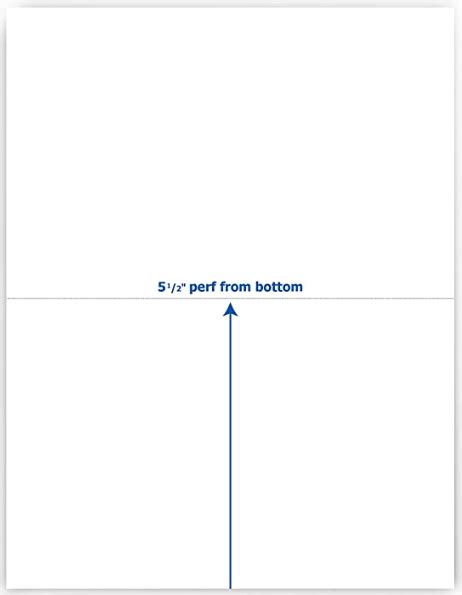 2 Up Half Sheet Perforated Paper 85 X 11 20 Lb 2500 Sheets White