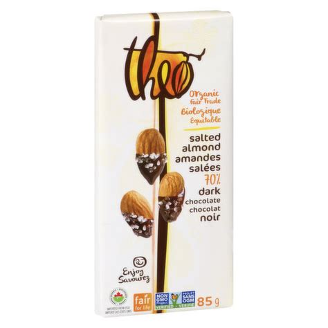 Theo Dark Chocolate Salted Almond 70 Cocoa Organic Urban Fare