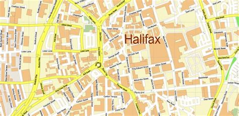 Huddersfield King Cross Halifax Uk Map Vector City Plan High