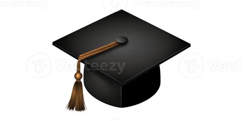 Black Graduation Cap With Tassel Isolated On Transparent Background