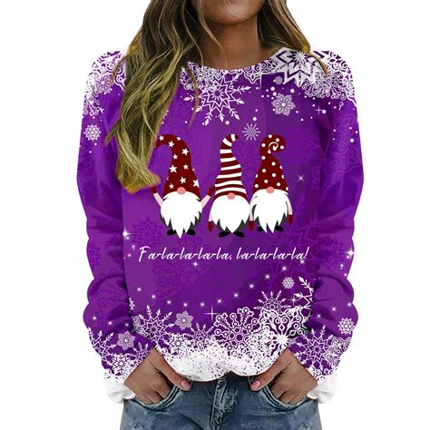 Dkinjom Christmas Sweaters For Women Funny Cute Reindeer Plus Size Pullover Shirt Christmas