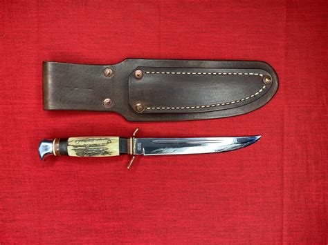 Vintage German Fixed Blade Knife With Handmade Leather Sheath Sabre Monarch