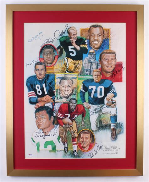 Multi Signed Football Hall Of Famers 24x30 Custom Framed Poster Signed