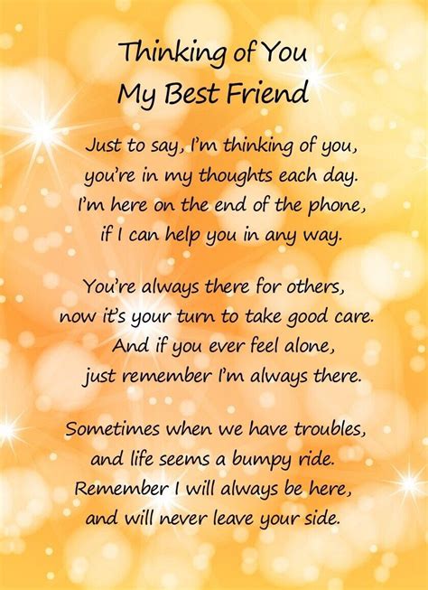 Thinking Of You Best Friend Poem Verse Greeting Card Ebay