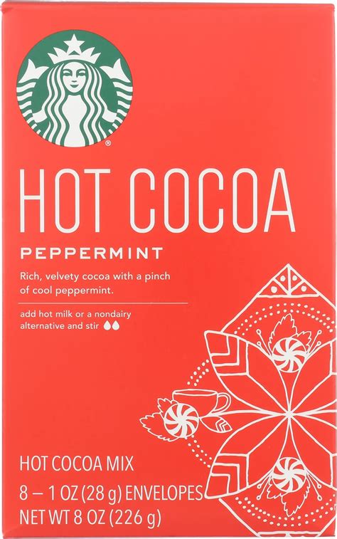 Amazon Starbucks Hot Cocoa Mix Packets Peppermint Flavor Rich And Velvety 8 Individual