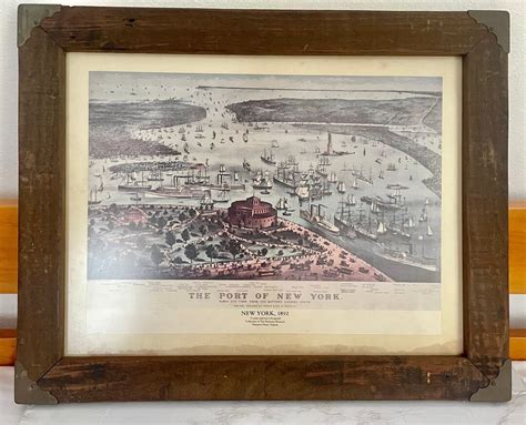 The Port Of New York 1892 By Currier Ives Framed Vintage Art Birds