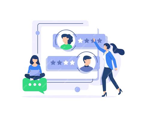 Premium Vector | Customer feedback sceneCharacters giving review to