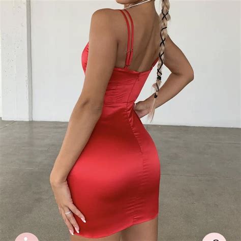 Run The Show Cut Out Satin Mini Dress In Red ️ Oh Depop