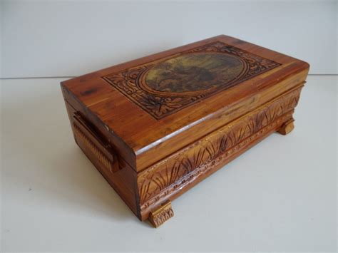 20 Antique Wooden Jewelry Box With Mirror HOMYHOMEE