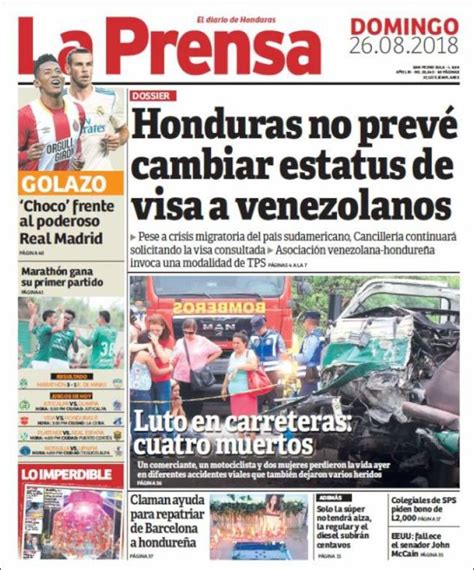 Periódico La Prensa Honduras Periódicos De Honduras Edición De Domingo 26 De Agosto De 2018