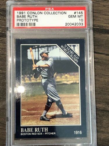 1991 Conlon Collection Babe Ruth Color Prototype SSP RARE PSA 10 POP 3