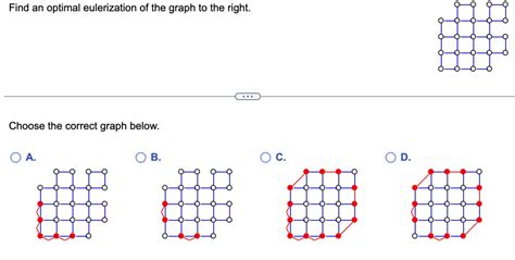 Find An Optimal Eulerization Of The Graph To The Right Choose The Correct Graph Below A B C D