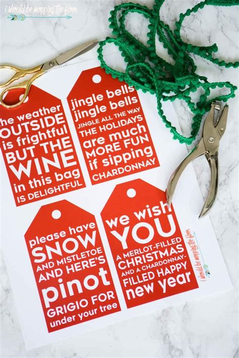 Free Printable Funny Wine Bottle Gift Tags Available In Red Or Green