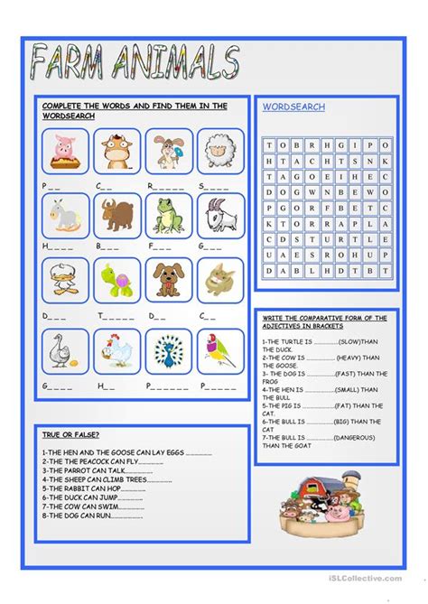 Farm Animals English Esl Worksheets For Distance Learning And