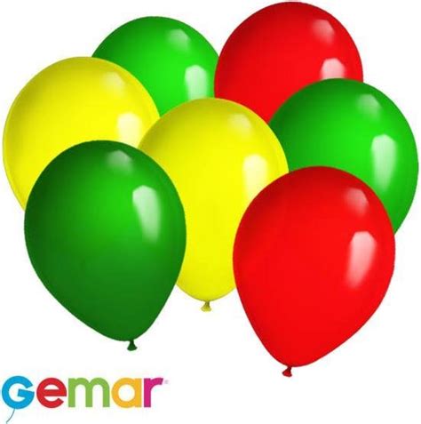 30x Ballonnen Groen Geel En Rood Ook Geschikt Voor Helium