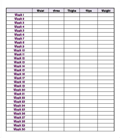 Printable Group Weight Loss Chart - Weight loss